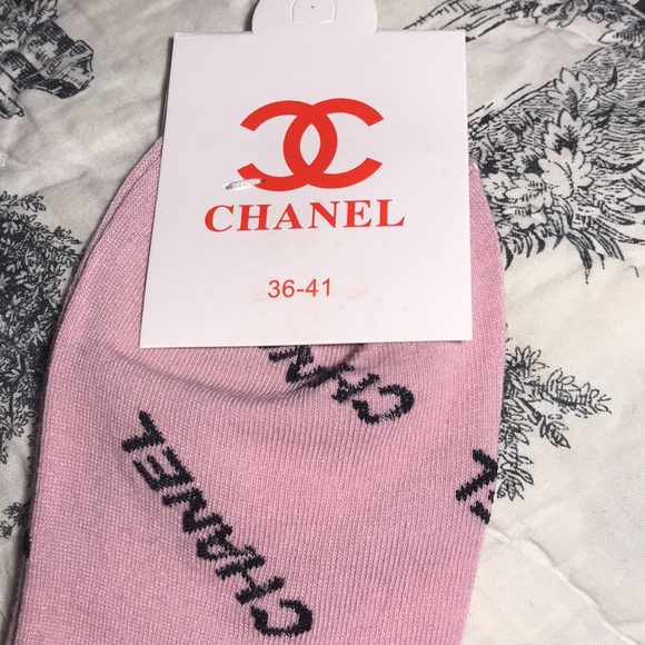 CHANEL Socks & Bag fun Chanel style from off brand store Pink small size 6-7 sz - Picture 2 of 11